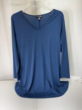 ANTHONY RICHLIN Women's V-Neck Long Sleeve Tee in Blue 3903